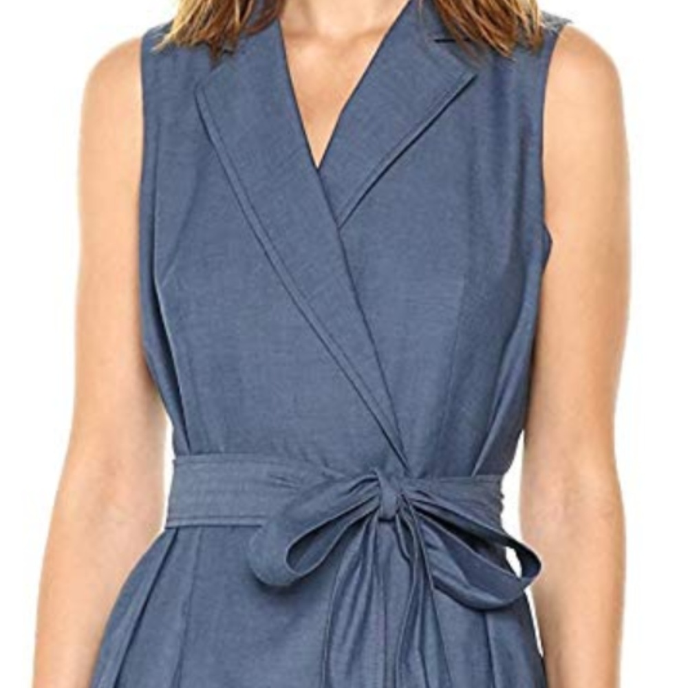 Anne Klein Women's Notch Collar Wrap Dress W/Full - Picture 4 of 6